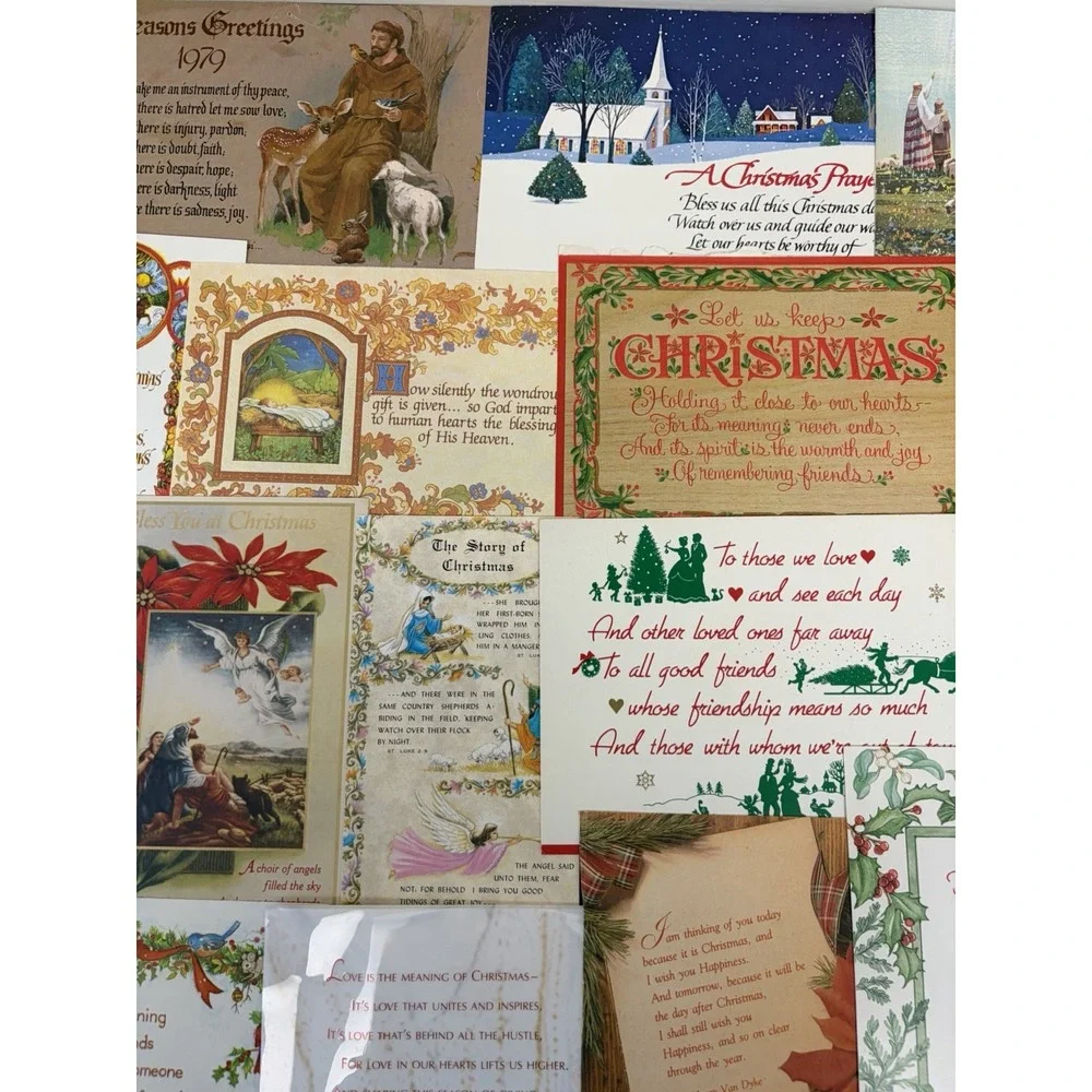 Vintage Christmas Cards Fronts ONLY Bible  Verses More Scrapbooking Crafts 50+